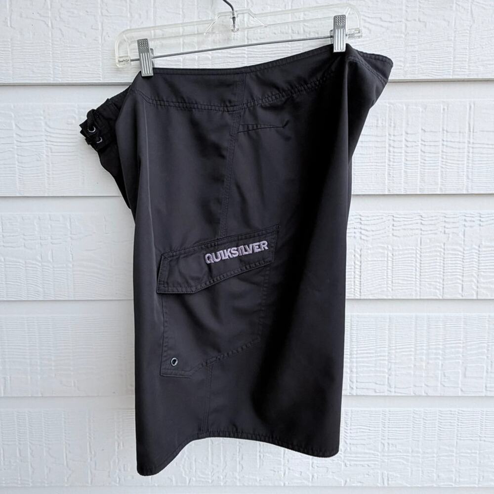 Quiksilver Black/purple logo Board Shorts Size 40 Surf Swim